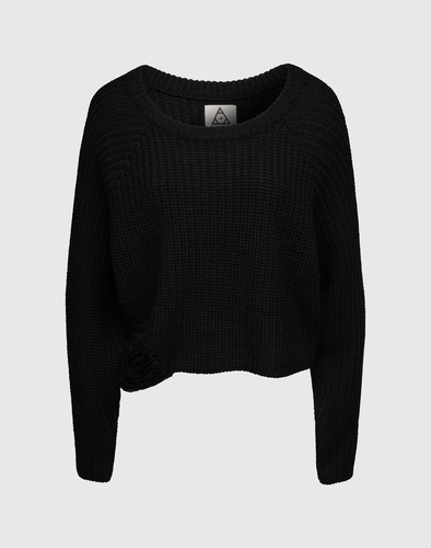 UNIF Kurzer Grobstrickpullover Farce Damen schwarz