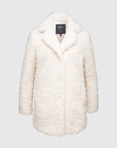 Pepe Jeans Fluffy Coat Cameron Damen weiss