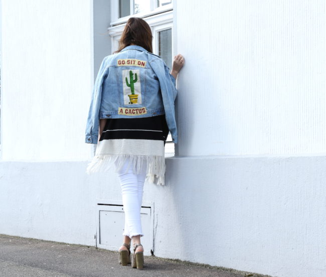 jeansjacke aufdruck cactus