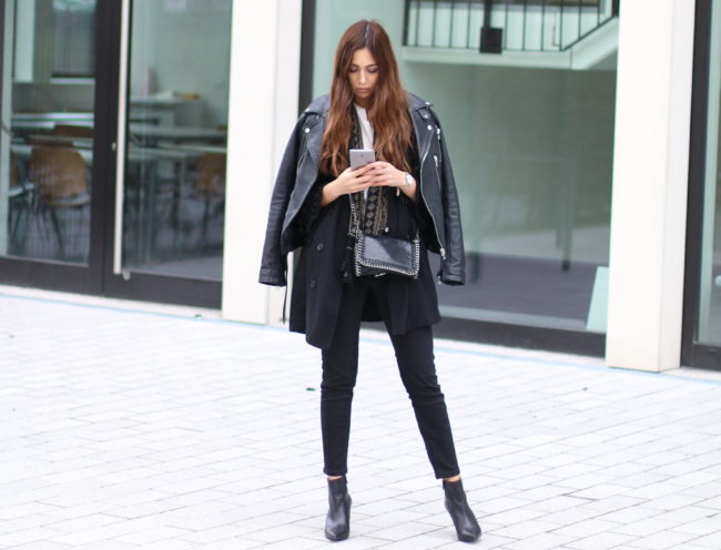 stilettos zur lederjacke