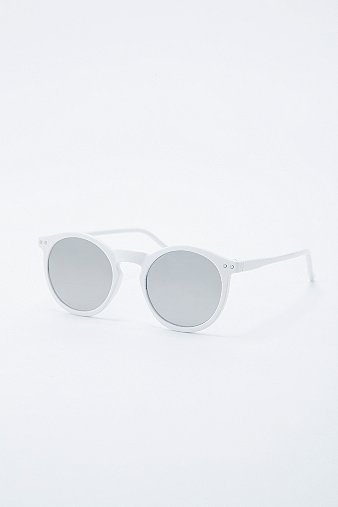 Verspiegelte Sonnenbrille mit Nieten in Weiß