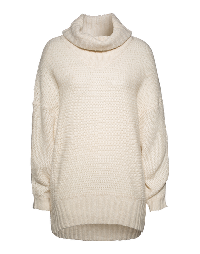 VILA Oversize-Pullover mit Rollkragen beige/weiss