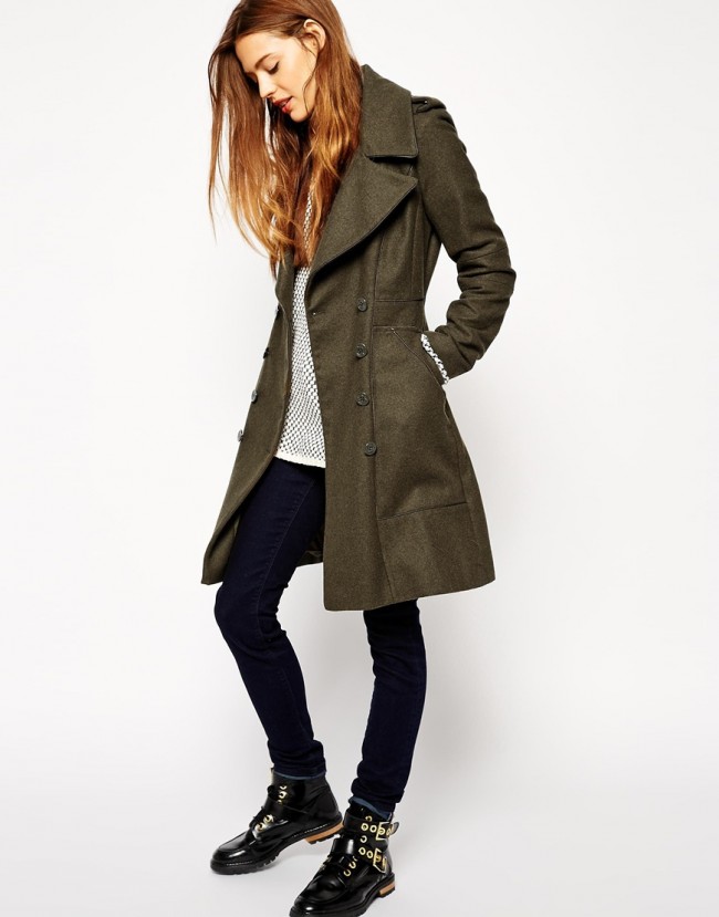 ASOS - Mantel mit Military-Bahn - Olive