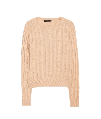 MANGO MANGO Alpaka-Pulli mit Zopfmuster braun