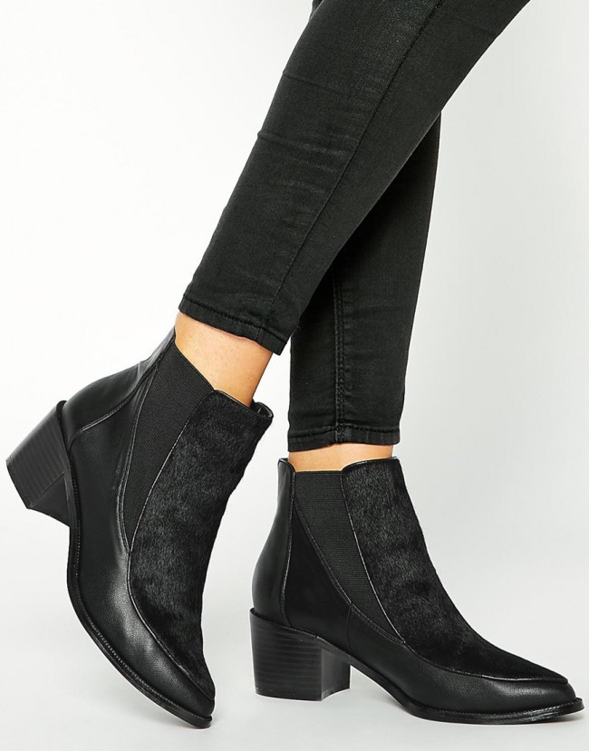 ASOS - REN - Ankle Boots aus Ledermischung - Schwarz