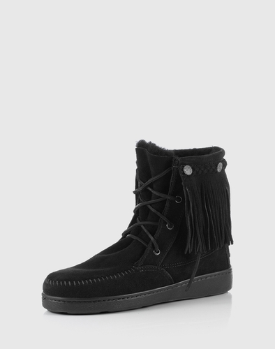 MINNETONKA Gefütterte Mokassin-Booties Tramper Damen schwarz