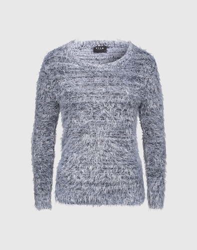 VILA Pullover aus fluffy Knit Viper Damen grau